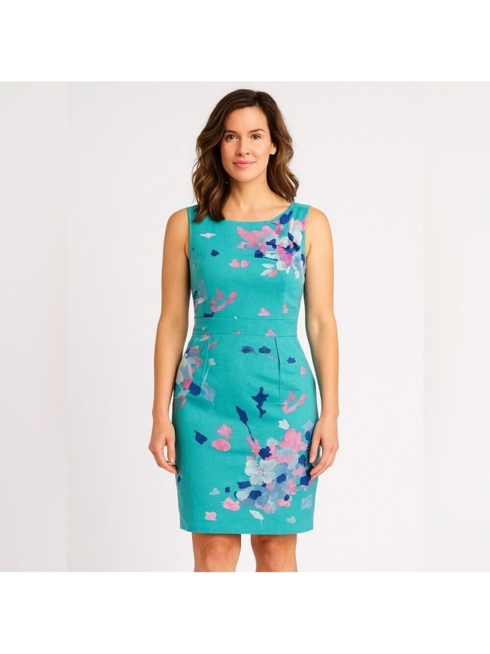 Joules Womens Laura Floral Dress Size 2 Turquoise Bloom Chic Fit Flare Pockets
